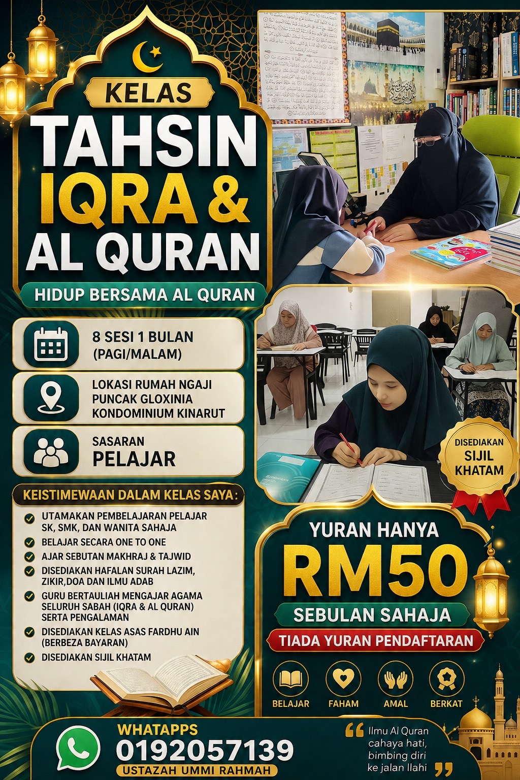 Kelas Tahsin Iqra & Al Quran - Puncak Gloxinia Kondominium Kinarut