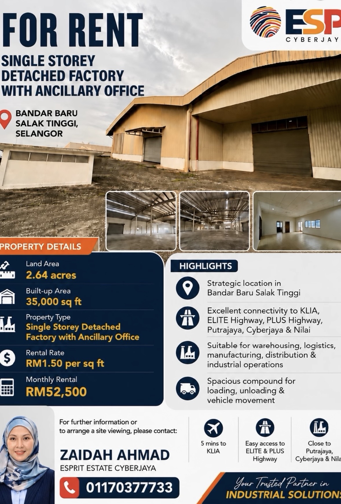 For Rent Single Storey Detached Factory with Ancillary Office @ Bandar Baru Salak Tinggi, Selangor