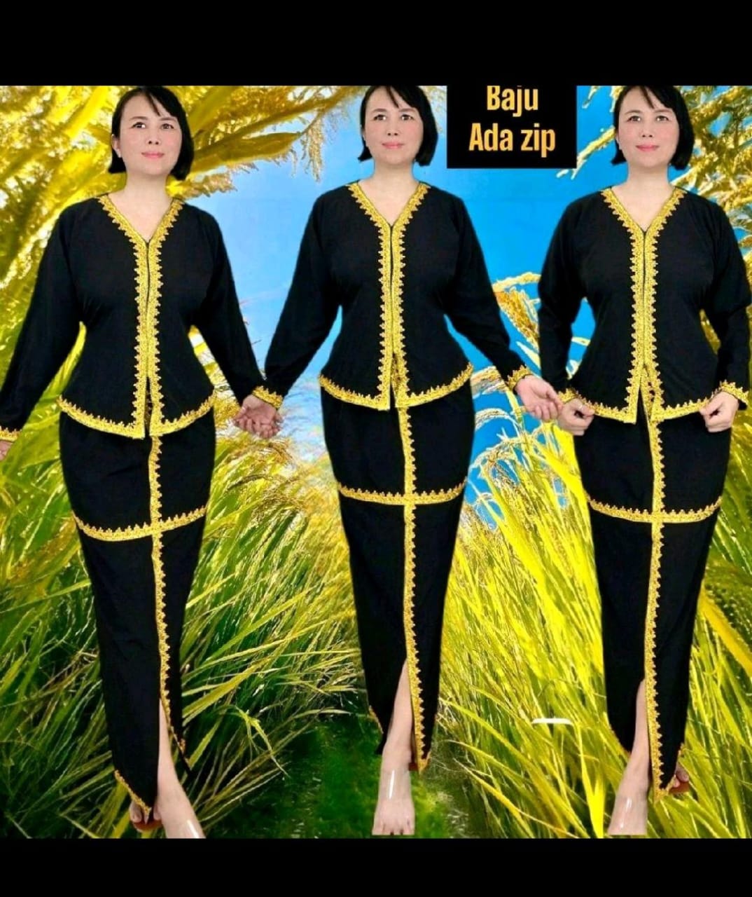 Set Borneo kebaya lengan pendek/suku dan panjang