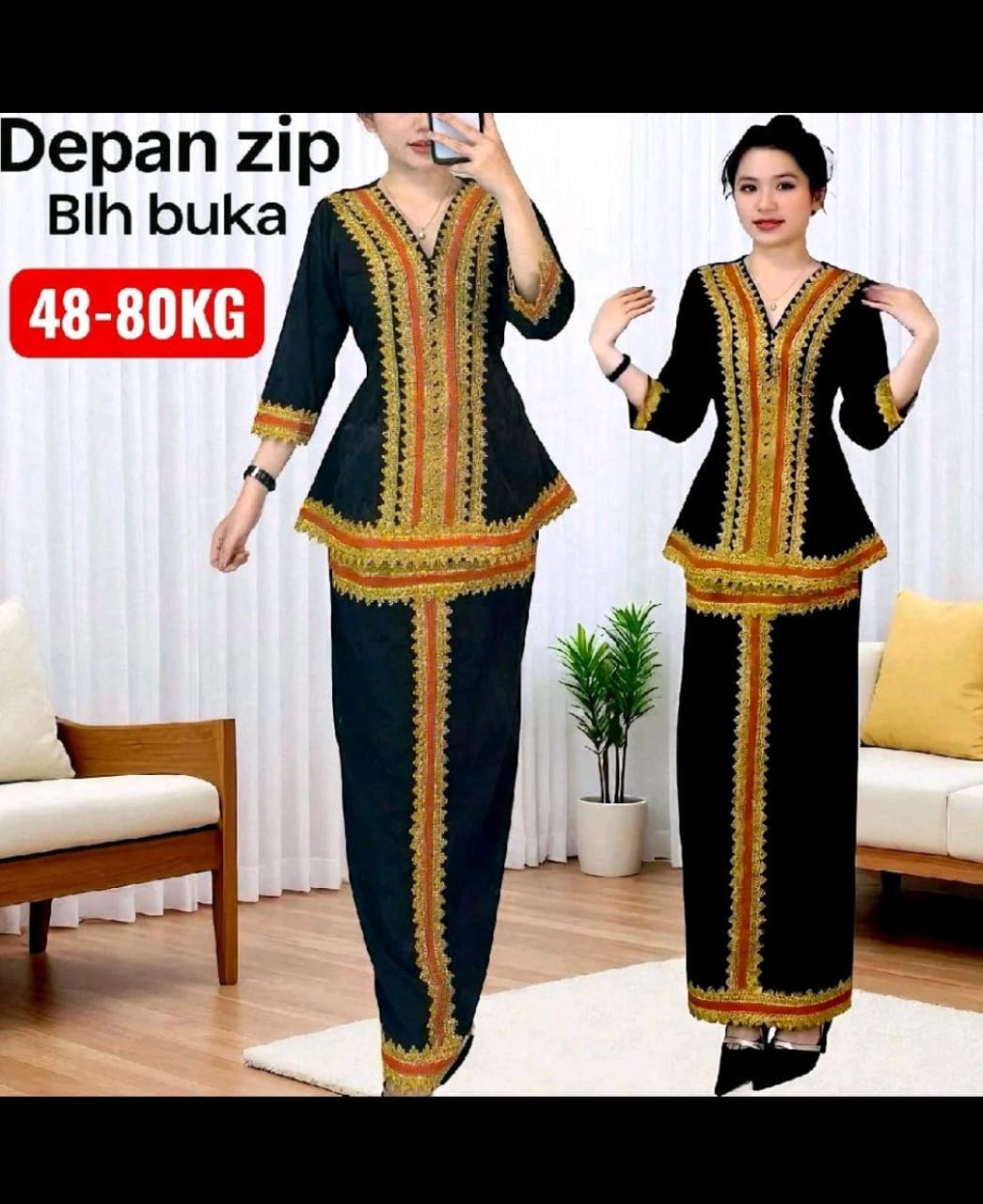 Set Borneo kebaya lengan pendek/suku dan panjang