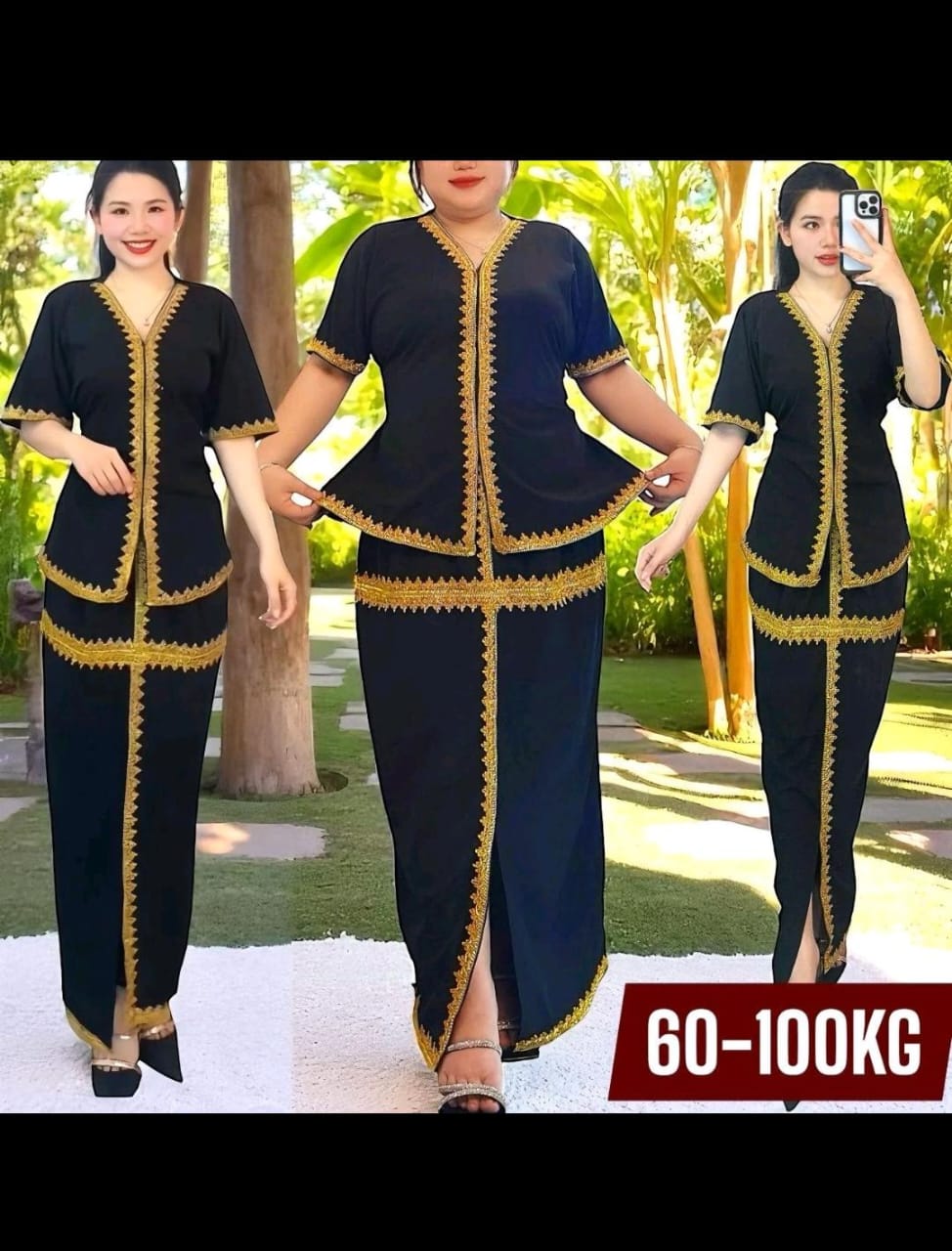 Set Borneo kebaya lengan pendek/suku dan panjang