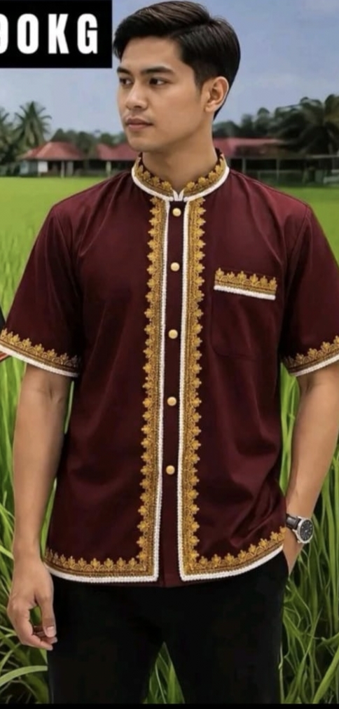 Kemeja lelaki motif borneo plain