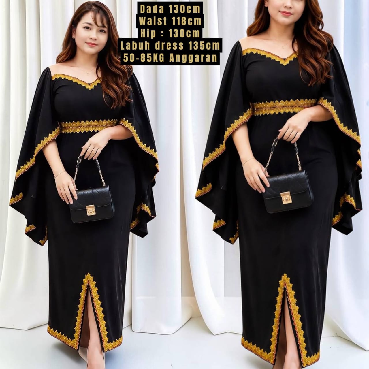 Dress kaftan moden lace Emas warna putih Merah dan hitam