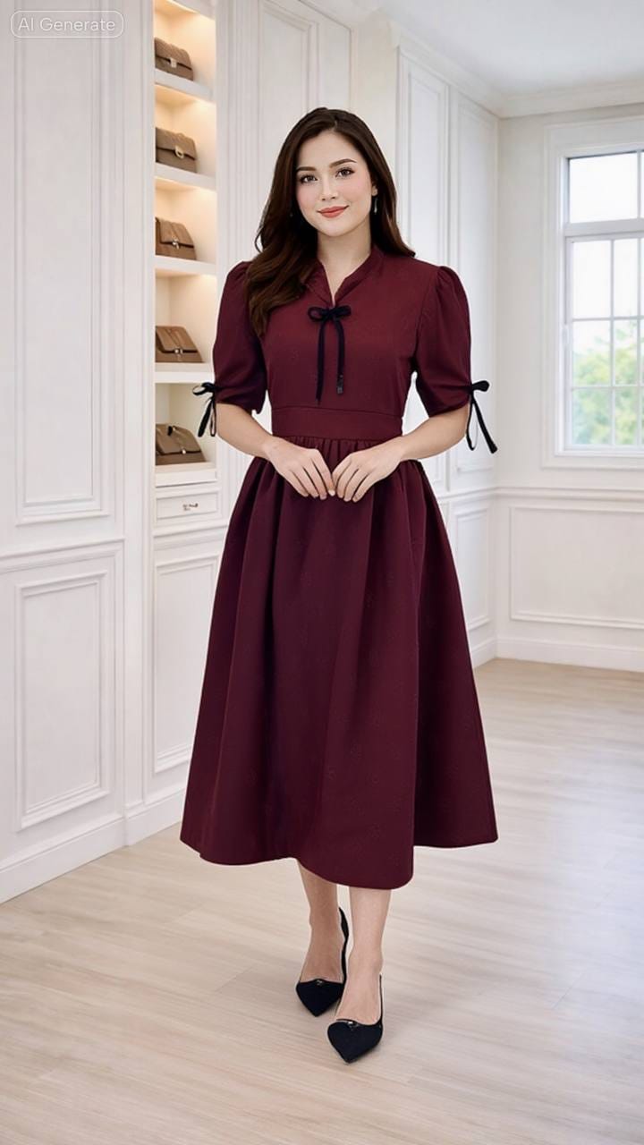 Dress maroon cutting A-line