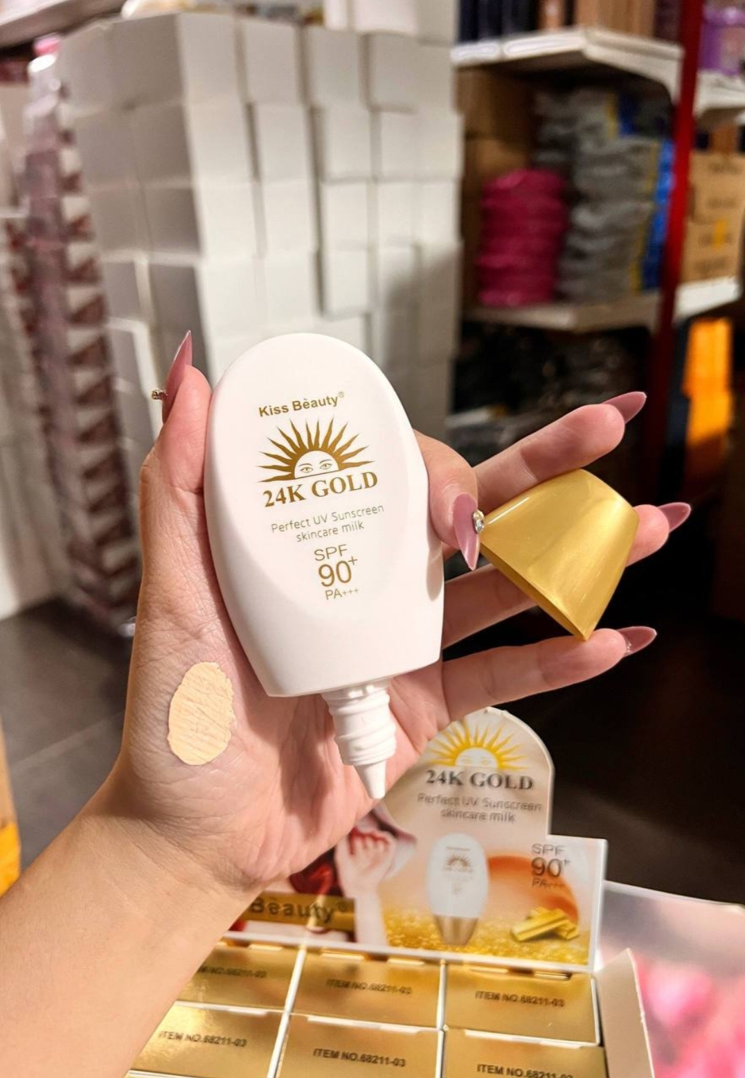 Kiss beauty 24k gold perfect UV sunsreen skincare milk spf90 pa+++