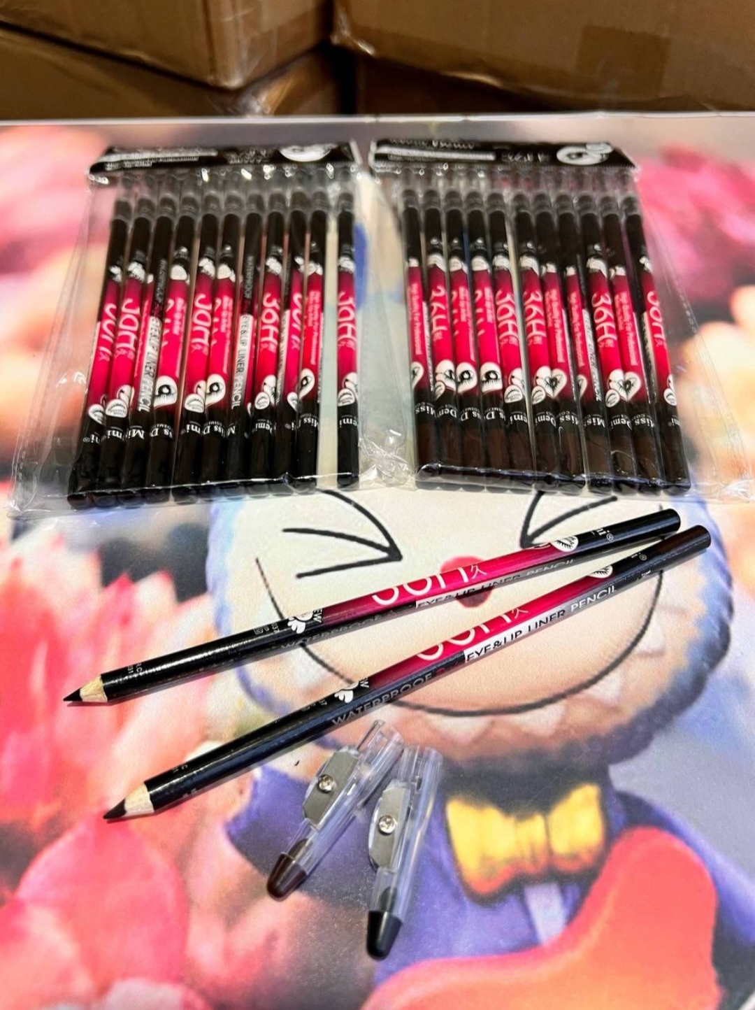 Miss Demi cosmetic 36h waterproof eye & lip perfect liner pensil 1 pkt 12 pcs