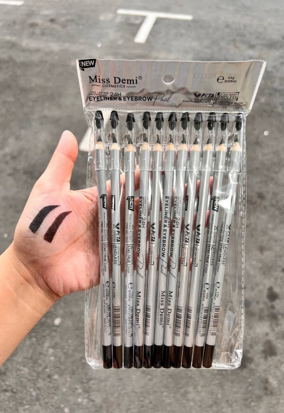 Miss Demi cosmetic long lasting waterproof 24h eyeliner & eyebrow pencil No.7318 1 pkt 12pcs